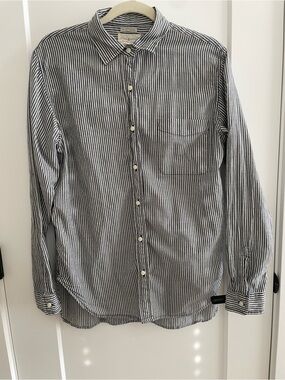 Denim & Supply Ralph Lauren striped boyfriend shirt in grey and white